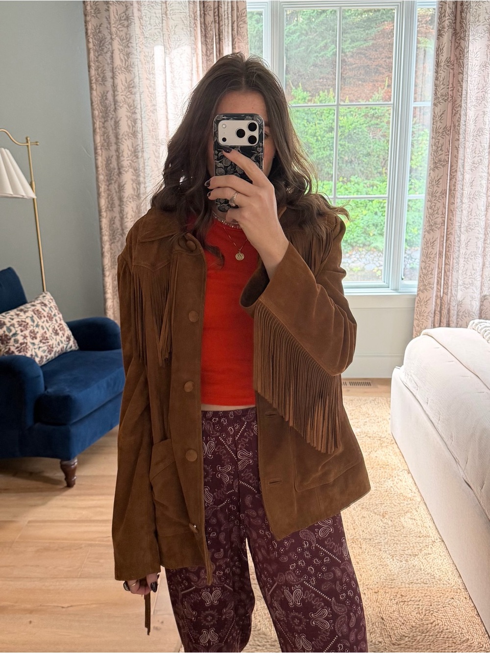 Veda x Reformation Houston Suede Fringe Jacket